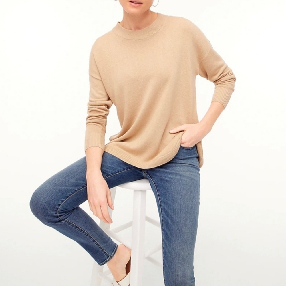 J. Crew Linen Blend Curved Hem Sweater